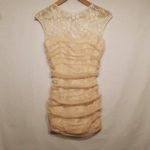 EnCreme Formal Dress Cream/Beige Lace Sz Petite S